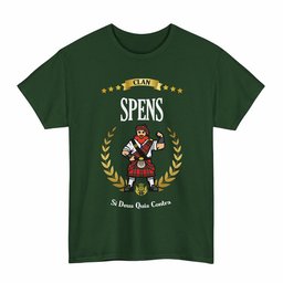 ScotsTee Shop Scottish Spens (or Spence) Clan Tartan T-Shirt - Motto Scotsman