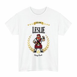 ScotsTee Shop Scottish Leslie Clan Tartan T-Shirt - Motto Scotsman