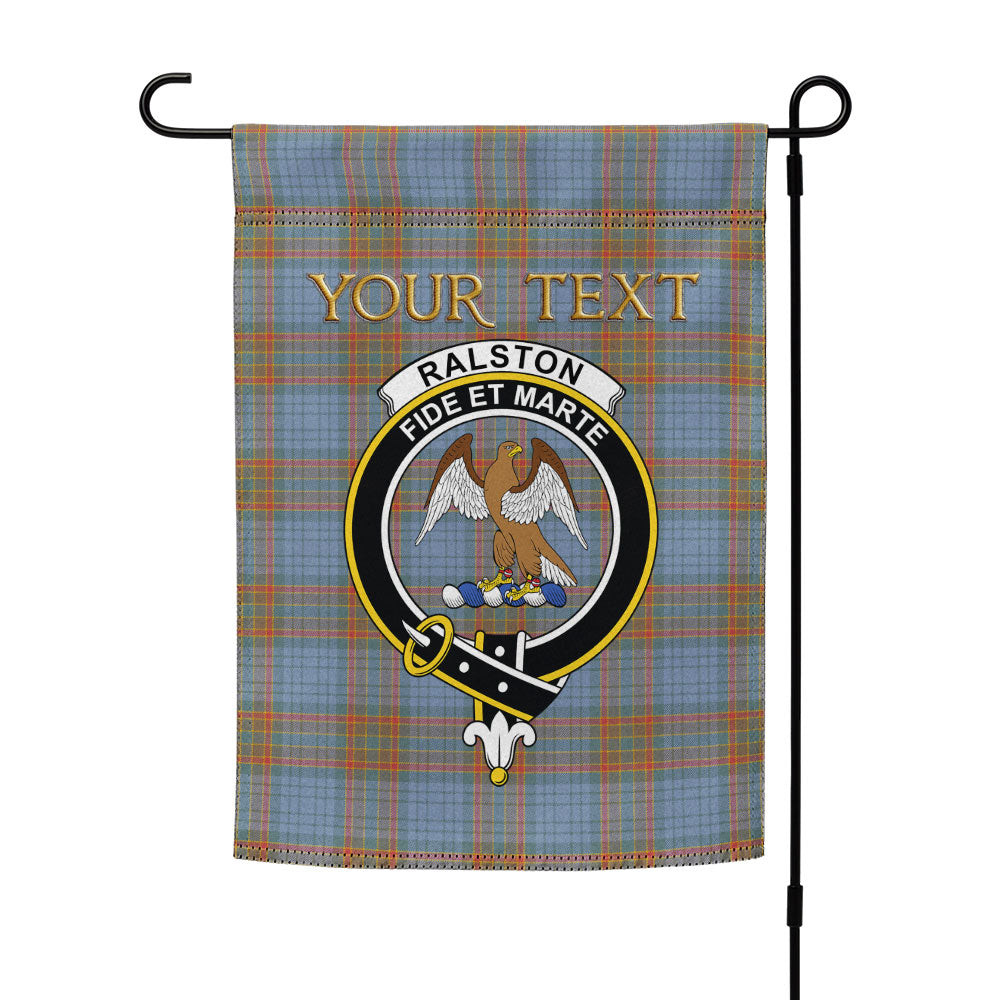 ScotsTee Shop Scottish Ralston UK Weathered Clan Crest Tartan Garden Flag