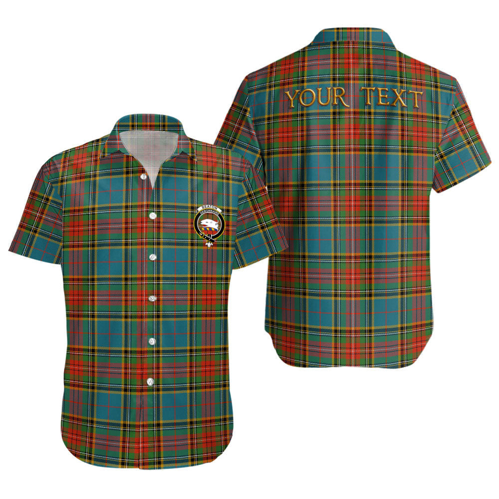 ScotsTee Shop Scottish Beaton Ancient Clan Crest Personalized Tartan Short Sleeve Shirt