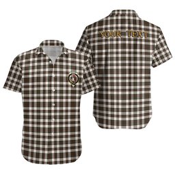 ScotsTee Shop Scottish Brodie Black & White Weathered Clan Crest Personalized Tartan Short Sleeve Shirt