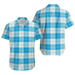 ScotsTee Shop Scottish Erskine Blue Clan Crest Personalized Tartan Short Sleeve Shirt