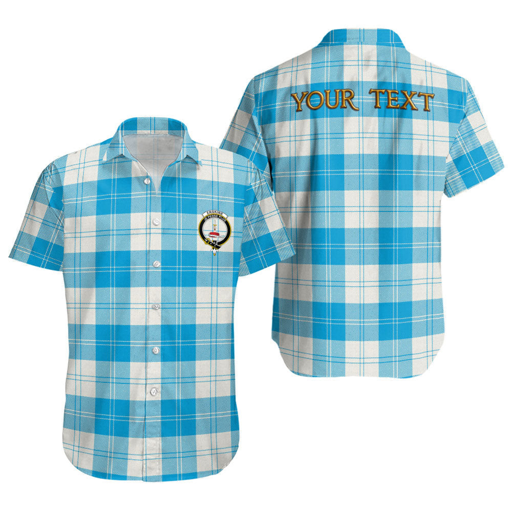ScotsTee Shop Scottish Erskine Blue Clan Crest Personalized Tartan Short Sleeve Shirt