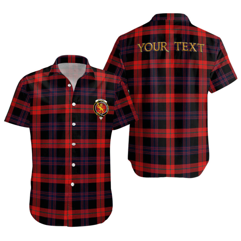 ScotsTee Shop Scottish Brown (Broun) Modern Clan Crest Personalized Tartan Short Sleeve Shirt