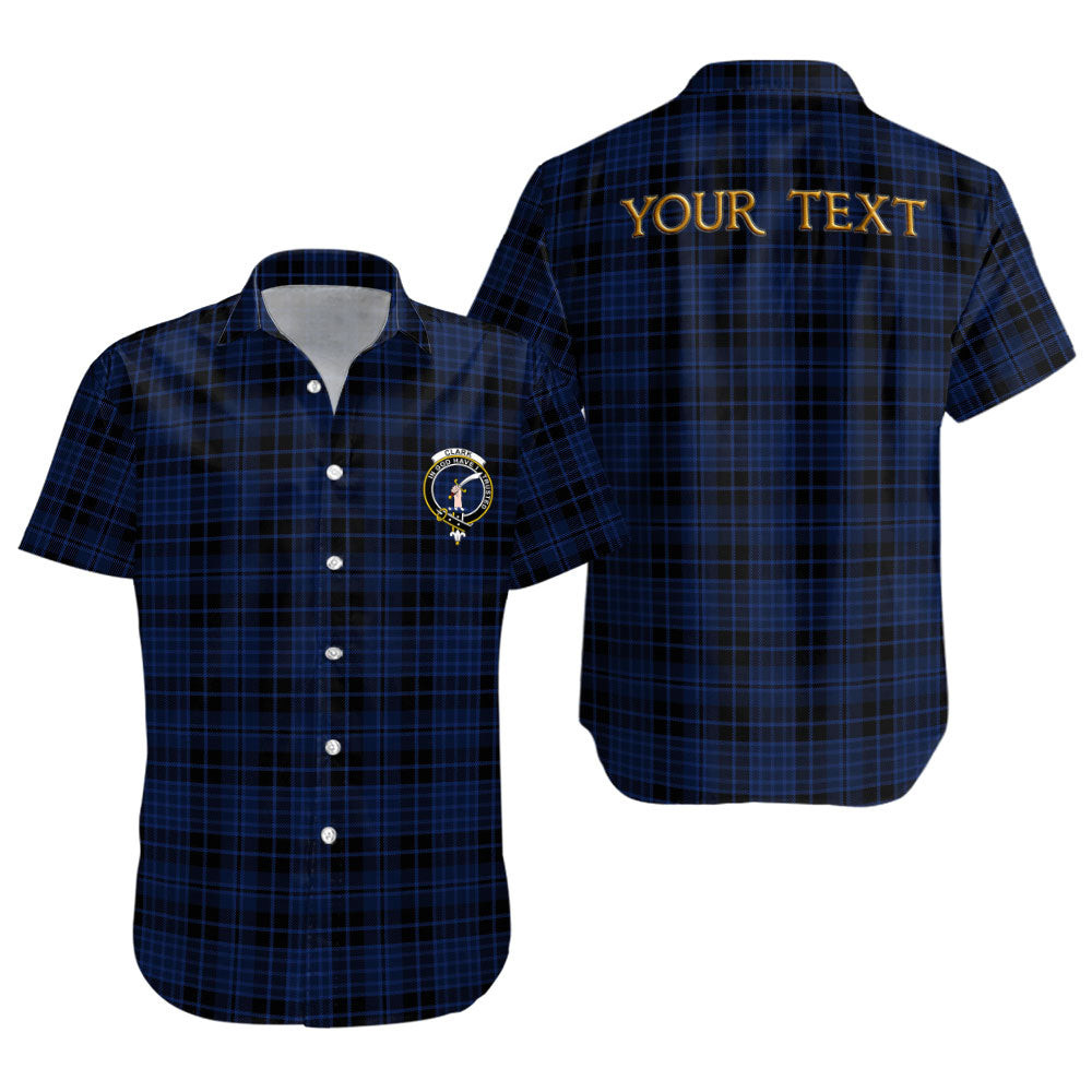 ScotsTee Shop Scottish Clark (Clergy) Modern Clan Crest Personalized Tartan Short Sleeve Shirt