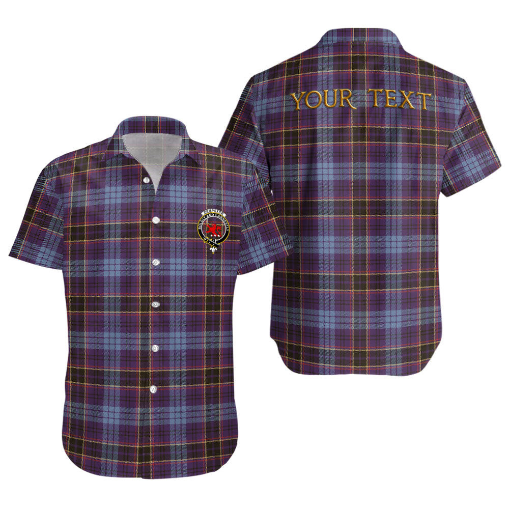 ScotsTee Shop Scottish Dempster Weathered Clan Crest Personalized Tartan Short Sleeve Shirt