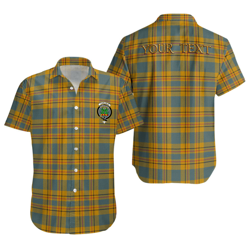 ScotsTee Shop Scottish Carlisle (Carlill) Weathered Clan Crest Personalized Tartan Short Sleeve Shirt