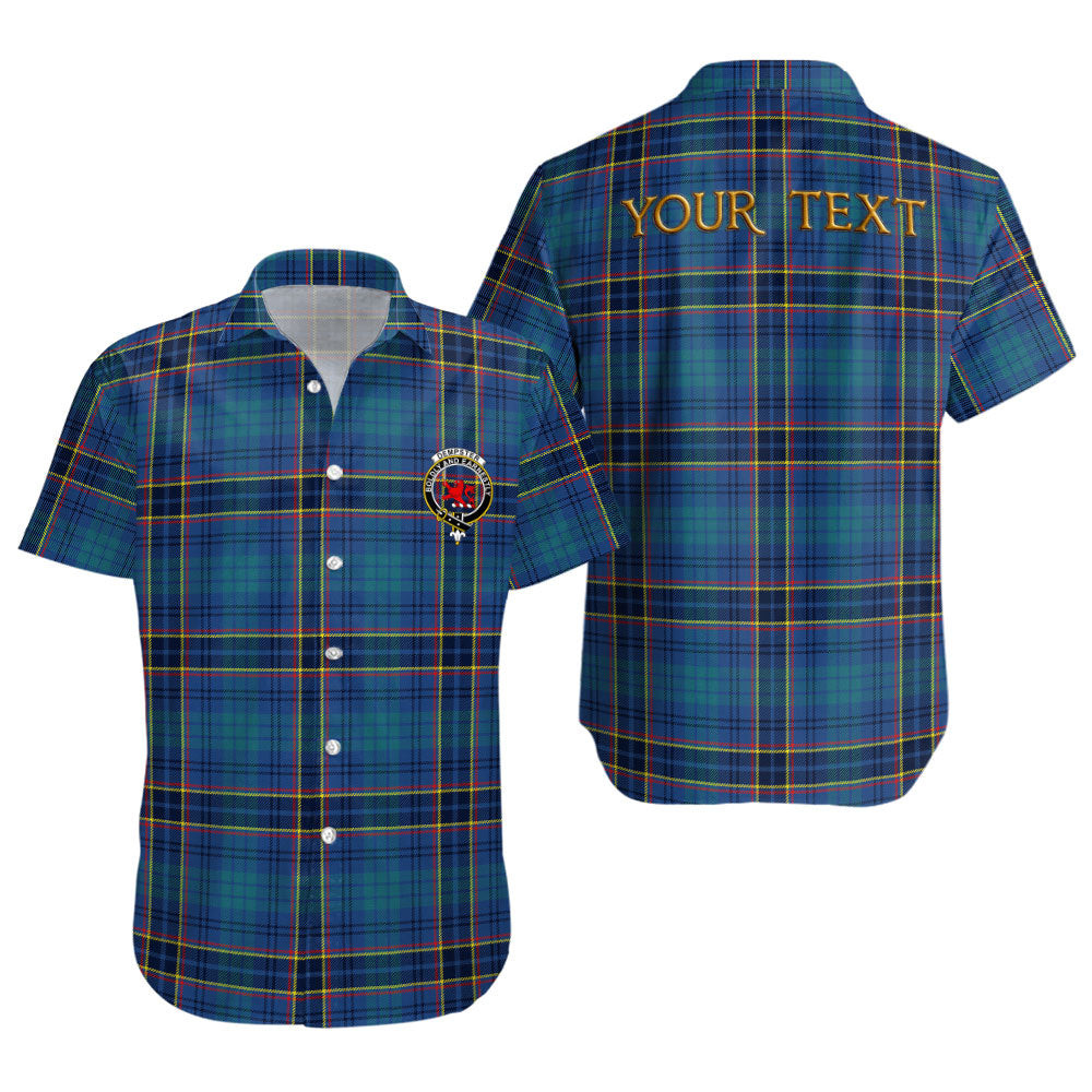 ScotsTee Shop Scottish Dempster Modern Clan Crest Personalized Tartan Short Sleeve Shirt