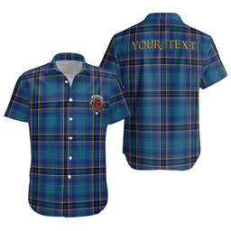 ScotsTee Shop Scottish Dempster Modern Clan Crest Personalized Tartan Short Sleeve Shirt