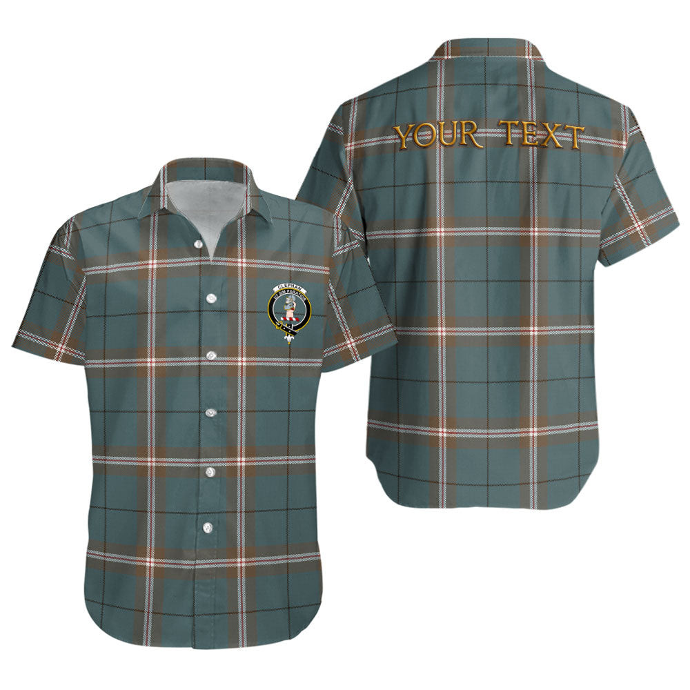 ScotsTee Shop Scottish Cleland Weathered Clan Crest Personalized Tartan Short Sleeve Shirt