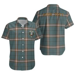 ScotsTee Shop Scottish Cleland Weathered Clan Crest Personalized Tartan Short Sleeve Shirt