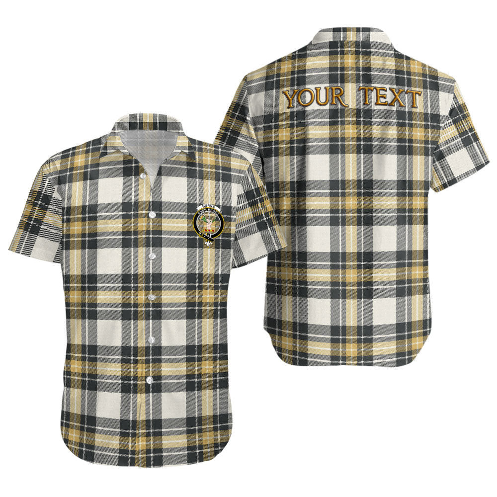 ScotsTee Shop Scottish Burns Weathered Clan Crest Personalized Tartan Short Sleeve Shirt