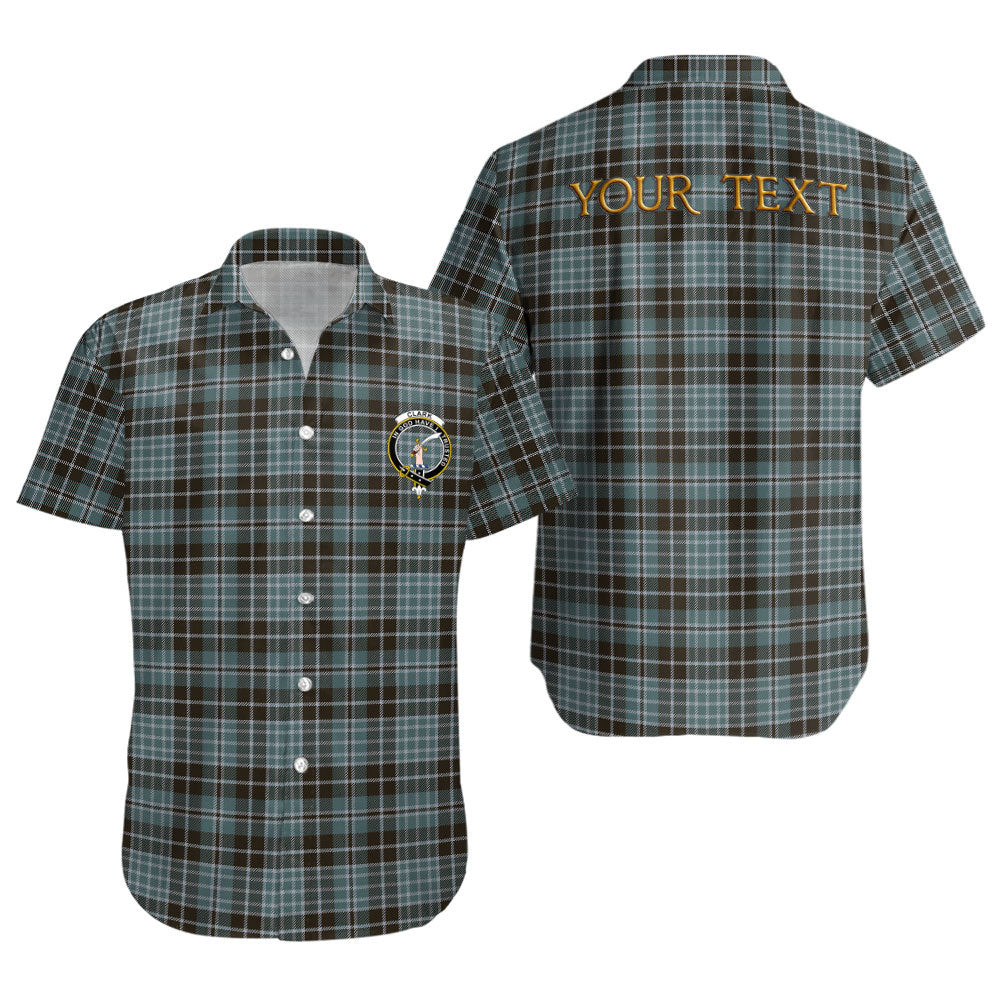 ScotsTee Shop Scottish Clark (Clergy) Weathered Clan Crest Personalized Tartan Short Sleeve Shirt