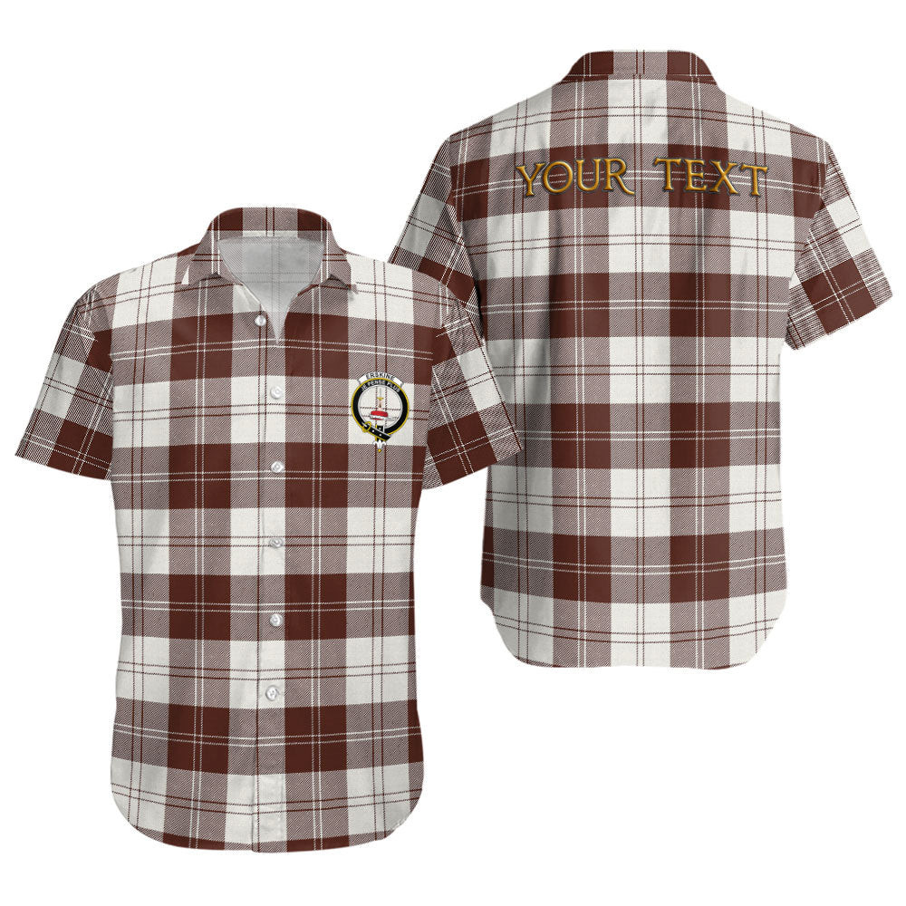 ScotsTee Shop Scottish Erskine Burgundy Clan Crest Personalized Tartan Short Sleeve Shirt