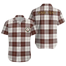 ScotsTee Shop Scottish Erskine Burgundy Clan Crest Personalized Tartan Short Sleeve Shirt
