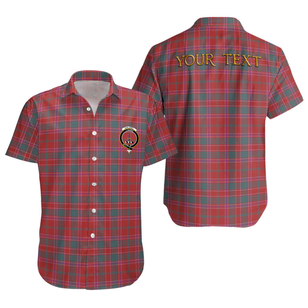 ScotsTee Shop Scottish Dalziel Weathered Clan Crest Personalized Tartan Short Sleeve Shirt