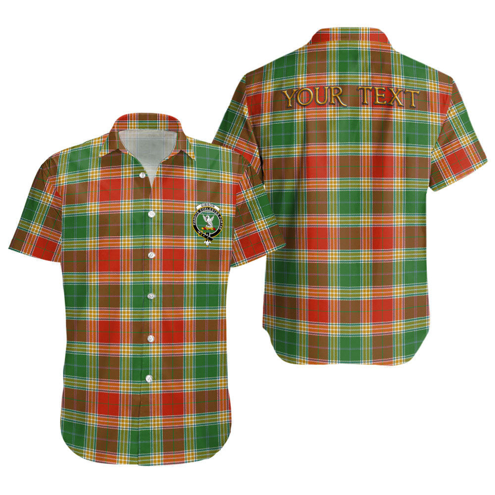 ScotsTee Shop Scottish Gibson (Gibbs) Ancient Clan Crest Personalized Tartan Short Sleeve Shirt