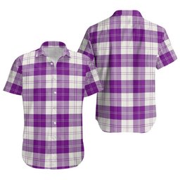 ScotsTee Shop Scottish Erskine Purple Clan Crest Personalized Tartan Short Sleeve Shirt