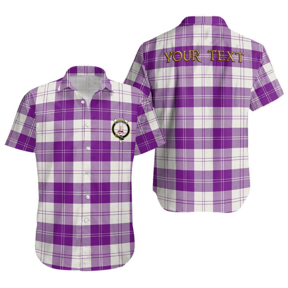ScotsTee Shop Scottish Erskine Purple Clan Crest Personalized Tartan Short Sleeve Shirt