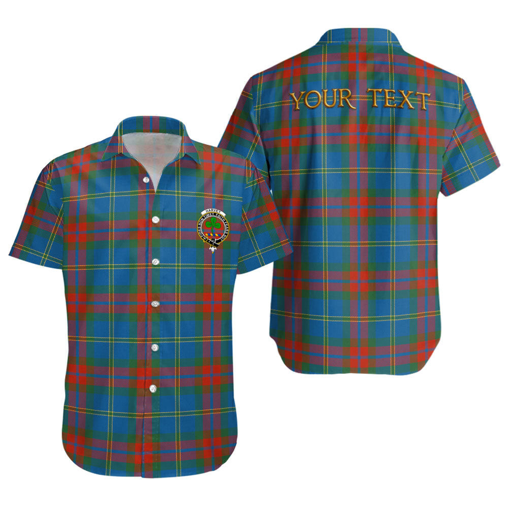 ScotsTee Shop Scottish Harvey Ancient Clan Crest Personalized Tartan Short Sleeve Shirt