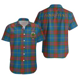 ScotsTee Shop Scottish Harvey Ancient Clan Crest Personalized Tartan Short Sleeve Shirt