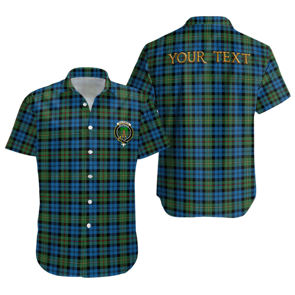 ScotsTee Shop Scottish MacEwan Ancient Clan Crest Personalized Tartan Short Sleeve Shirt