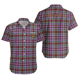 ScotsTee Shop Scottish Huntly Ancient Clan Crest Personalized Tartan Short Sleeve Shirt