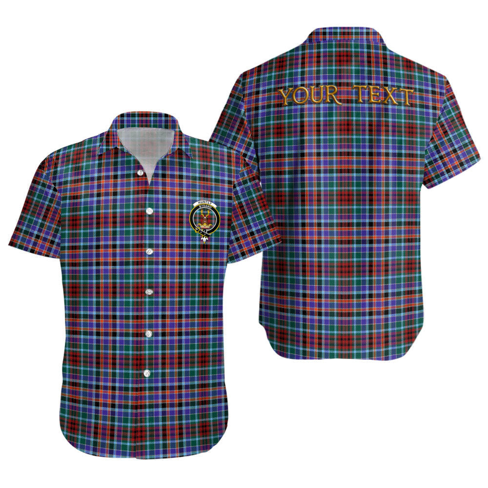 ScotsTee Shop Scottish Huntly Modern Clan Crest Personalized Tartan Short Sleeve Shirt