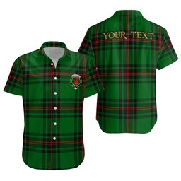 ScotsTee Shop Scottish Halkerston Clan Crest Personalized Tartan Short Sleeve Shirt