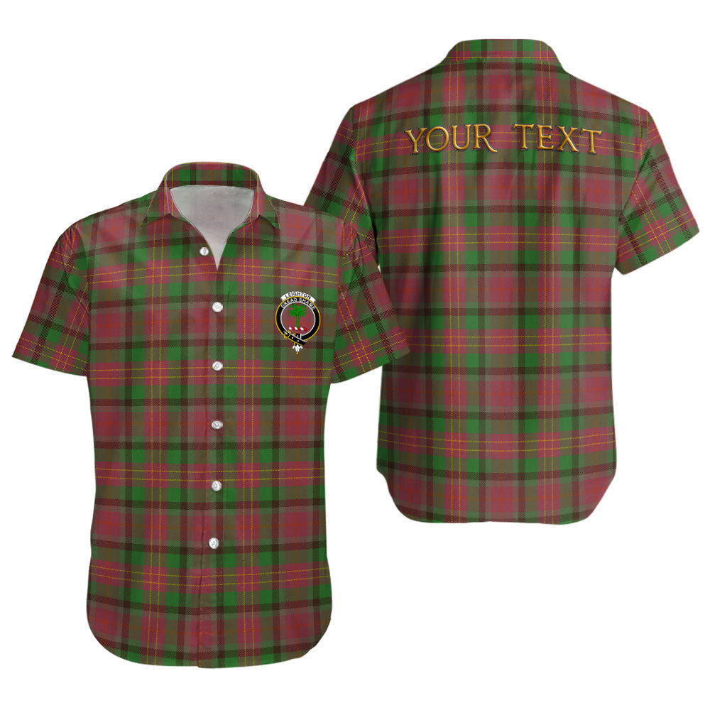 ScotsTee Shop Scottish Leighton Ancient Clan Crest Personalized Tartan Short Sleeve Shirt