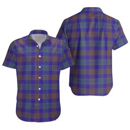 ScotsTee Shop Scottish Lang (Laing) Weathered Clan Crest Personalized Tartan Short Sleeve Shirt