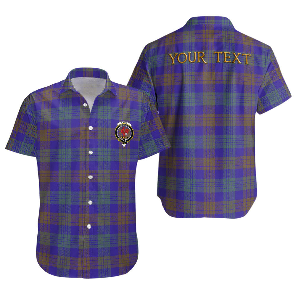 ScotsTee Shop Scottish Lang (Laing) Weathered Clan Crest Personalized Tartan Short Sleeve Shirt