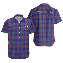 ScotsTee Shop Scottish Lang (Laing) Weathered Clan Crest Personalized Tartan Short Sleeve Shirt