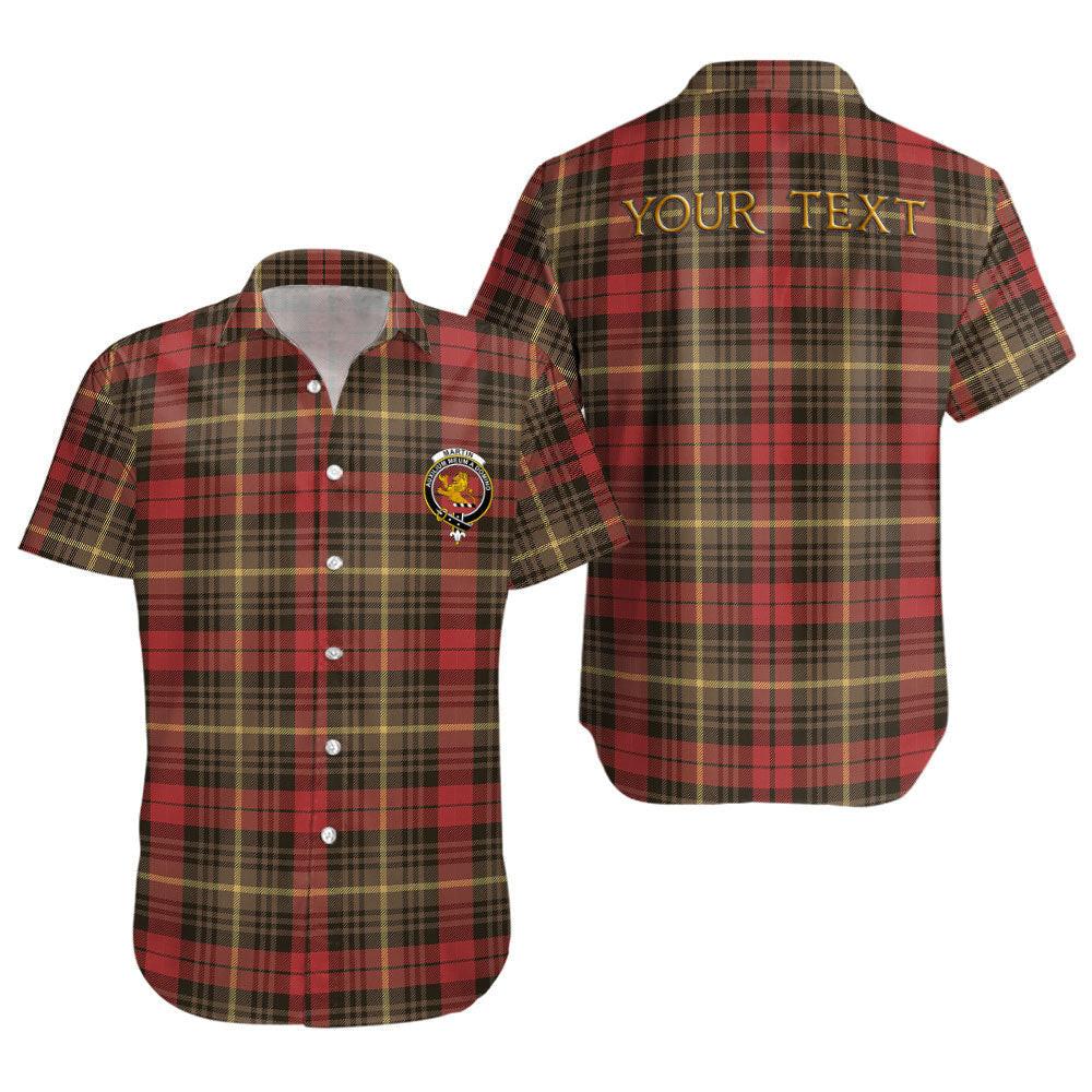 ScotsTee Shop Scottish Martin Weathered Clan Crest Personalized Tartan Short Sleeve Shirt