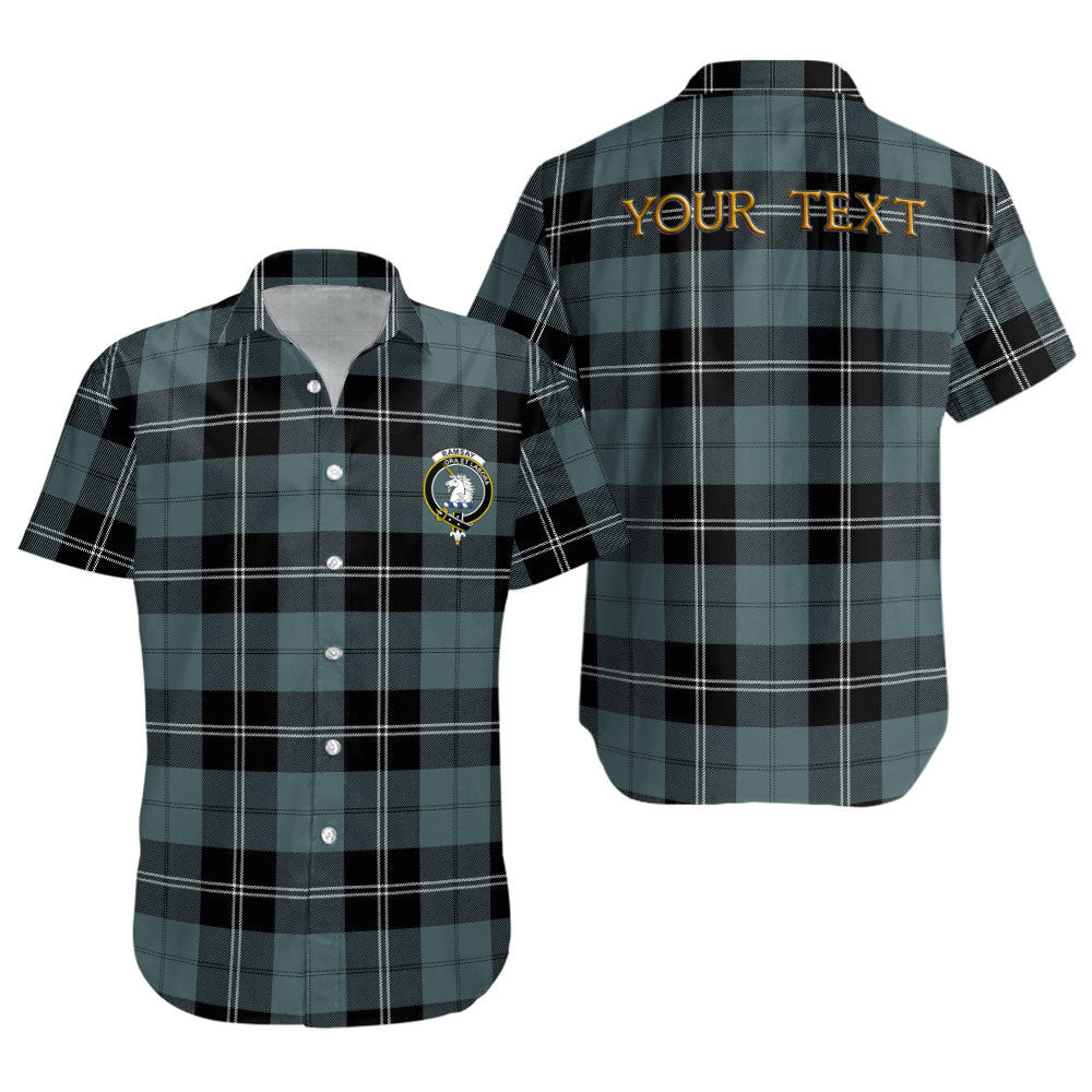 ScotsTee Shop Scottish Ramsay Blue Weathered Clan Crest Personalized Tartan Short Sleeve Shirt