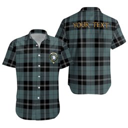 ScotsTee Shop Scottish Ramsay Blue Weathered Clan Crest Personalized Tartan Short Sleeve Shirt
