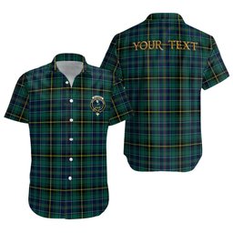 ScotsTee Shop Scottish MacInnes Modern Clan Crest Personalized Tartan Short Sleeve Shirt