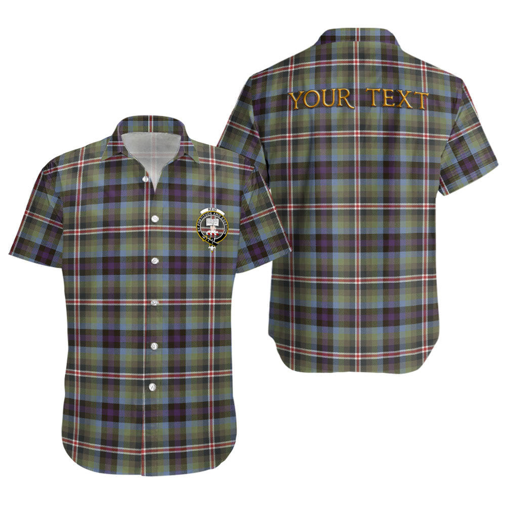 ScotsTee Shop Scottish Reid (Mill City) Weathered Clan Crest Personalized Tartan Short Sleeve Shirt