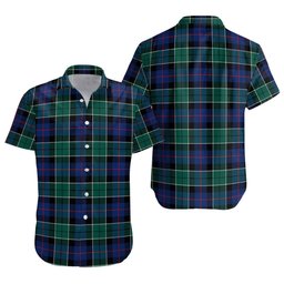 ScotsTee Shop Scottish Syme Modern Clan Crest Personalized Tartan Short Sleeve Shirt