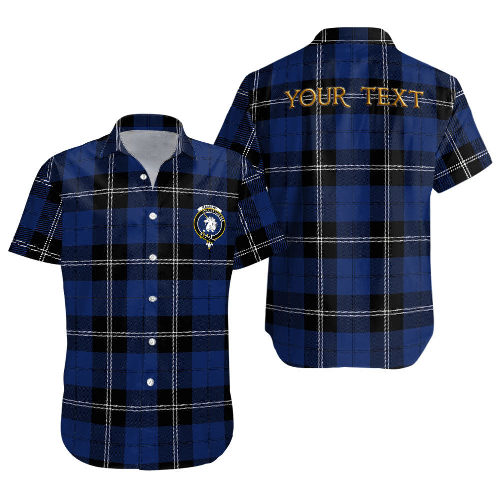ScotsTee Shop Scottish Ramsay Blue Modern Clan Crest Personalized Tartan Short Sleeve Shirt