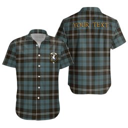 ScotsTee Shop Scottish Swan Weathered Clan Crest Personalized Tartan Short Sleeve Shirt
