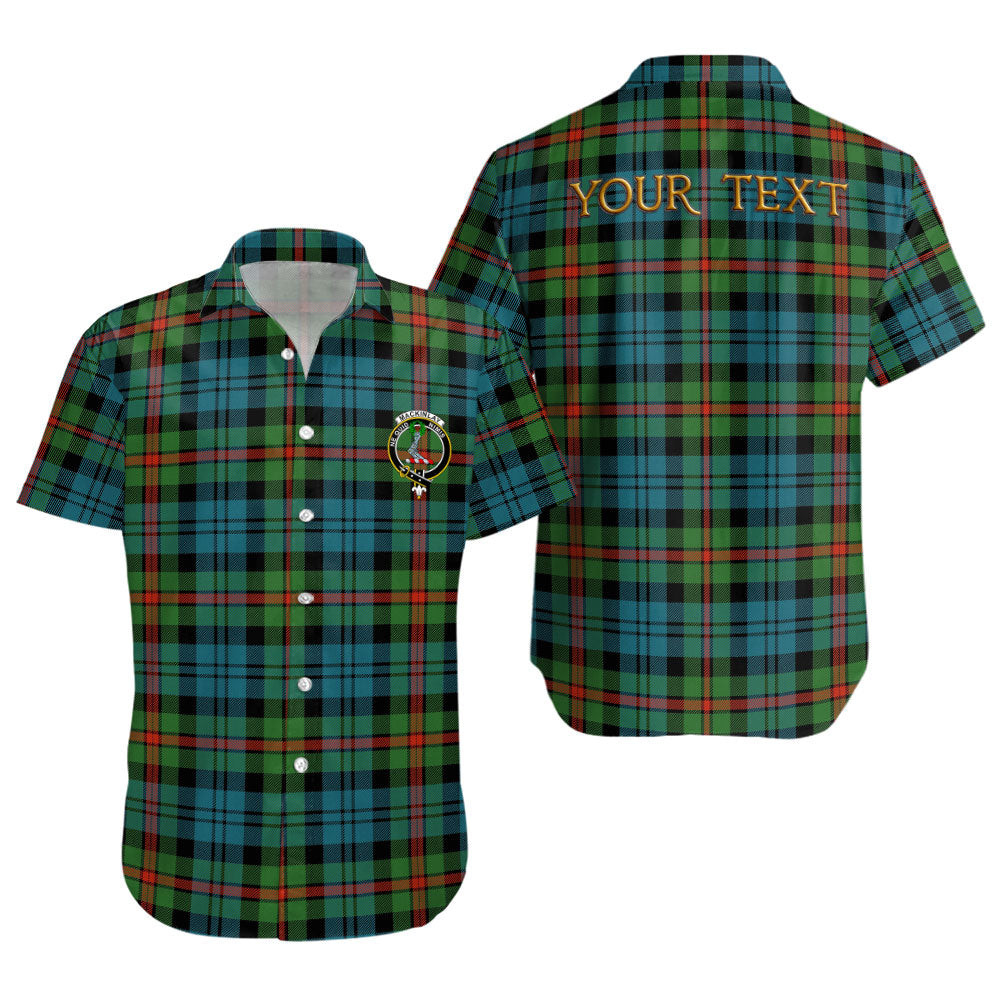 ScotsTee Shop Scottish MacKinlay Ancient Clan Crest Personalized Tartan Short Sleeve Shirt