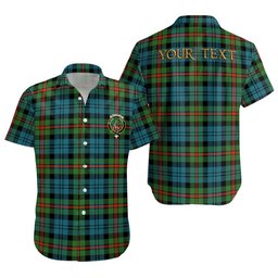 ScotsTee Shop Scottish MacKinlay Ancient Clan Crest Personalized Tartan Short Sleeve Shirt
