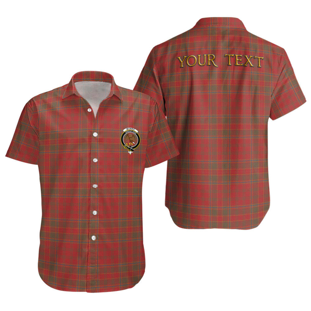ScotsTee Shop Scottish Munro (Logan) Weathered Clan Crest Personalized Tartan Short Sleeve Shirt