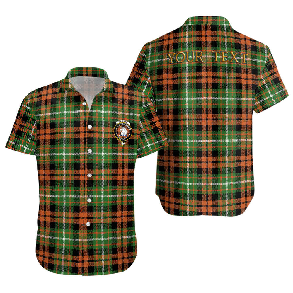 ScotsTee Shop Scottish Ramsay Orange Ancient Clan Crest Personalized Tartan Short Sleeve Shirt