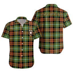 ScotsTee Shop Scottish Ramsay Orange Ancient Clan Crest Personalized Tartan Short Sleeve Shirt