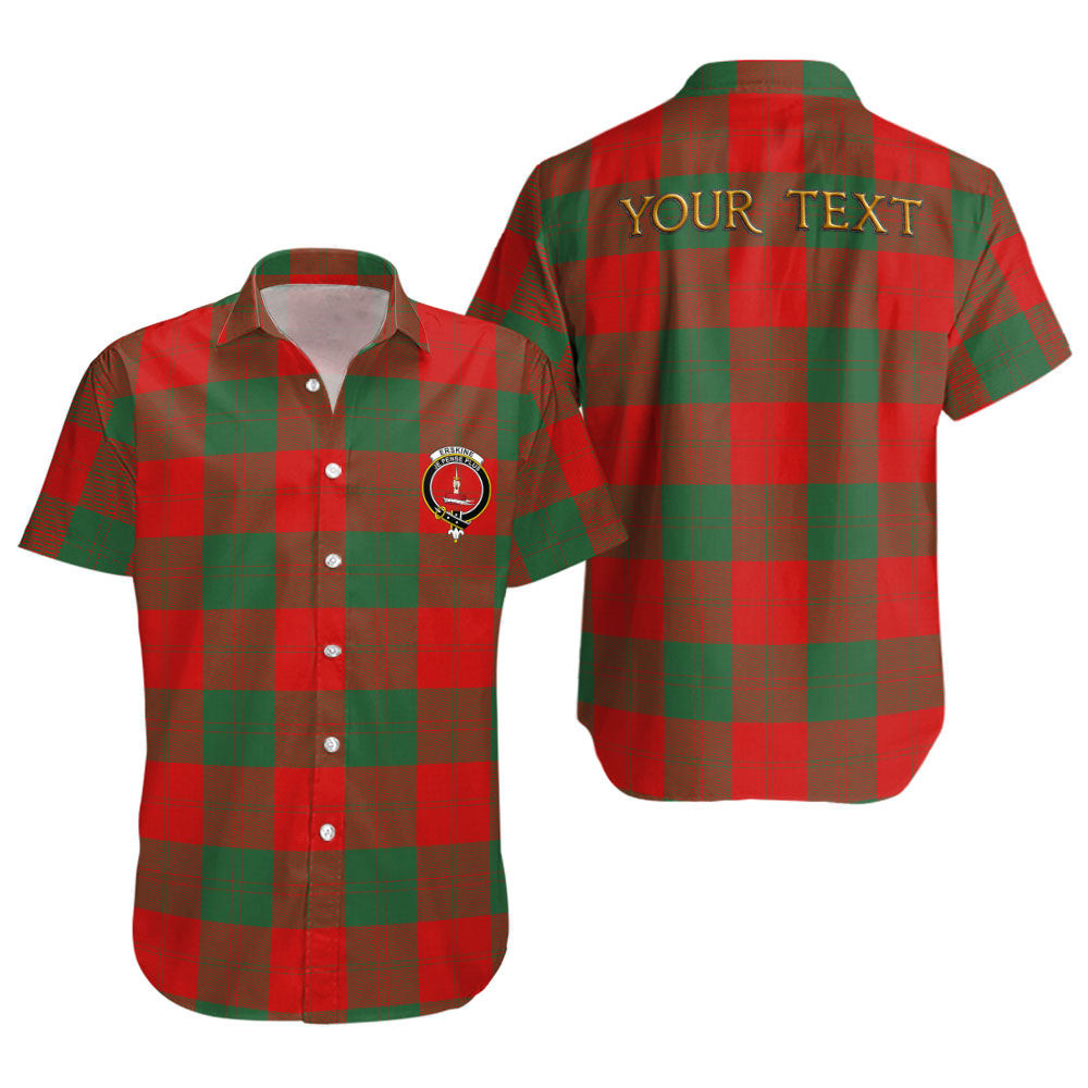 ScotsTee Shop Scottish Erskine Clan Crest Personalized Tartan Short Sleeve Shirt