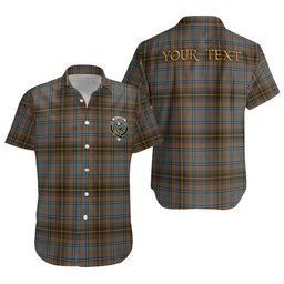ScotsTee Shop Scottish MacInnes Weathered Clan Crest Personalized Tartan Short Sleeve Shirt