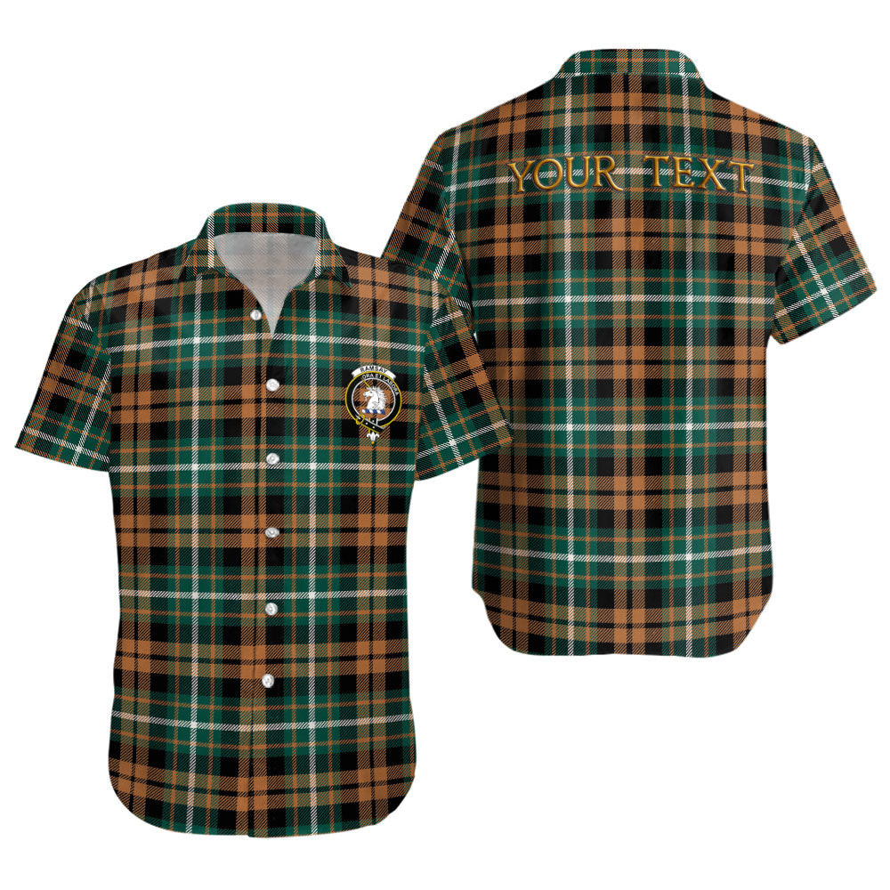 ScotsTee Shop Scottish Ramsay Orange Modern Clan Crest Personalized Tartan Short Sleeve Shirt