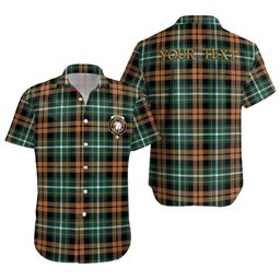 ScotsTee Shop Scottish Ramsay Orange Modern Clan Crest Personalized Tartan Short Sleeve Shirt